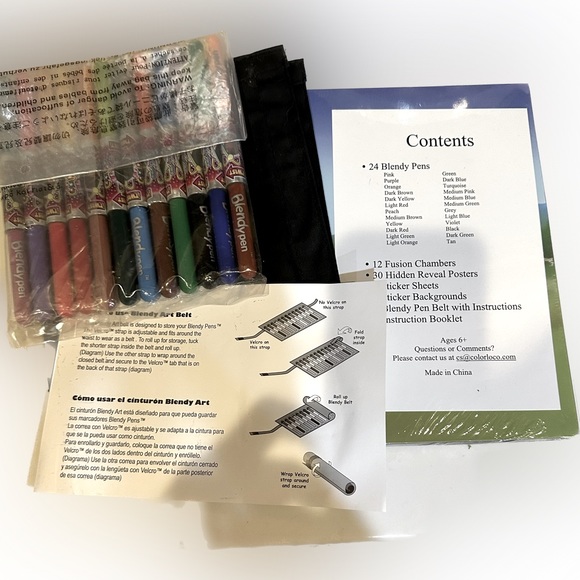 VTG BLENDY PEN ART COLORING SET APRON CRAFT MARKERS STICKERS HIDDEN REVEAL SHEET - Picture 3 of 5